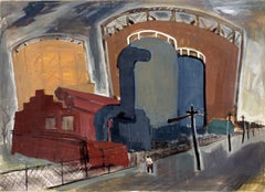 SILOS American Scene WPA Depression industrial Mid Century Modern Social Realism