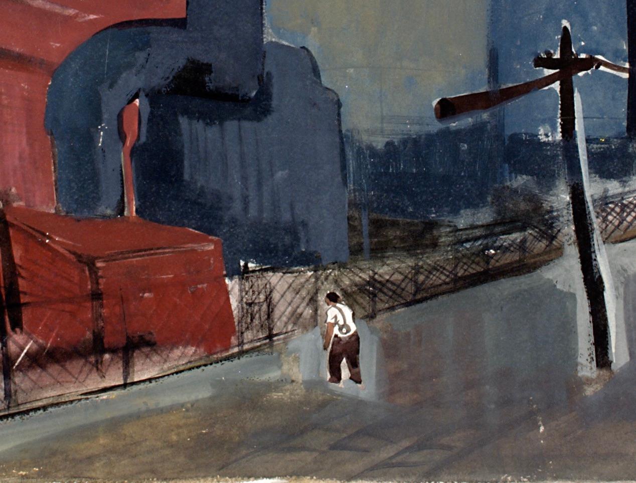 SILOS American Scene WPA Depression industrial Mid Century Modern Social Realism - Art by Vincent Campanella