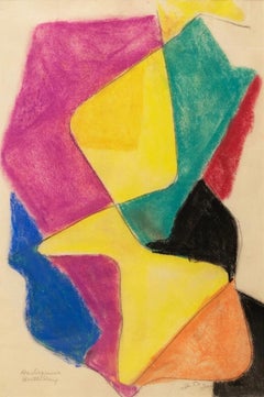 "Anniversaire d'Arlequin" Milieu du 20e siècle américain Abstrait  Champ de couleurs des années 1960