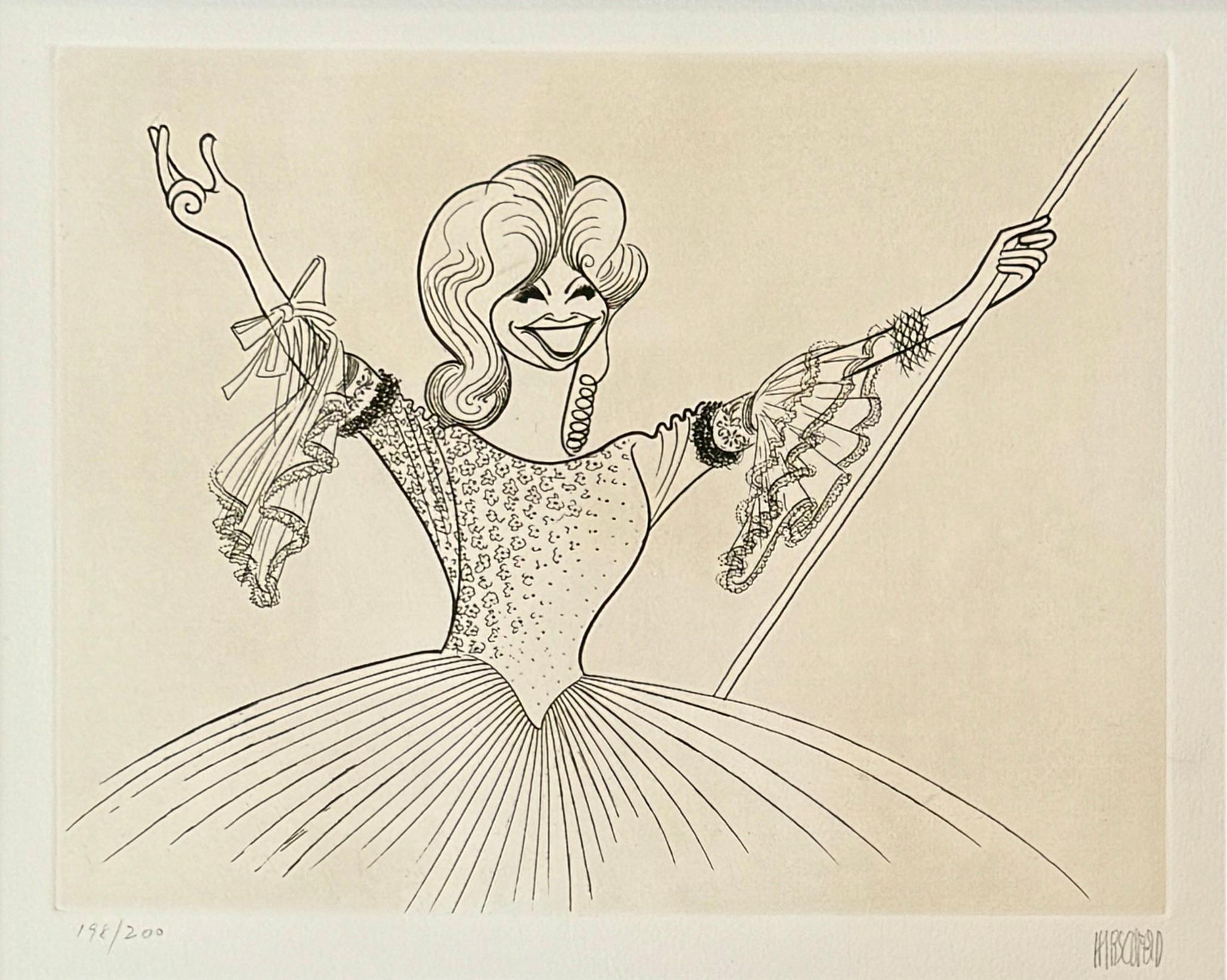 Portrait di Albert Al Hirschfeld - Beverly Sills cantante d'opera Diva della musica classica Grammys Caricatura del XX secolo
