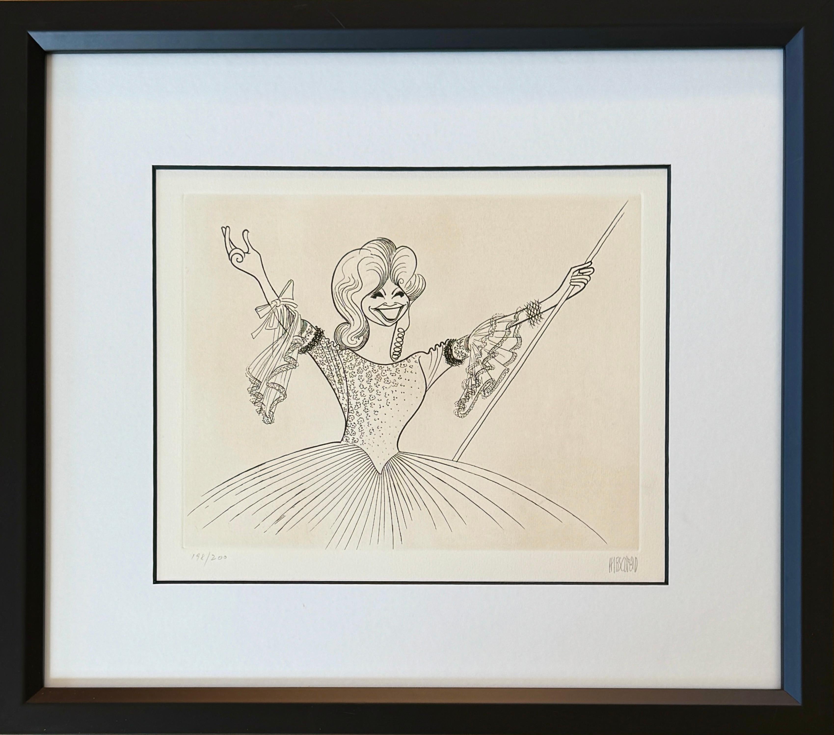 Beverly Sills cantante d'opera Diva della musica classica Grammys Caricatura del XX secolo - Art di Albert Al Hirschfeld