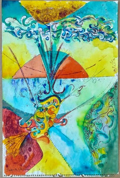Surreal Abstract Mid 20th Century American Modern Woman Artist Work on Paper