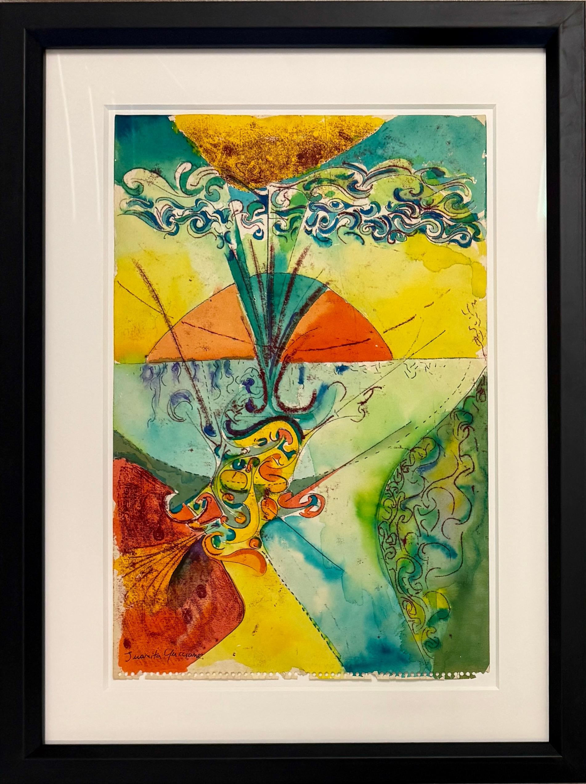 Surreal Abstract Mid 20th Century American Modern Woman Artist Work on Paper For Sale 1