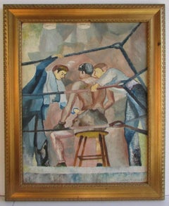 Fighter Boxing Woodstock American Scene WPA Era Mid 20th Century Social Realism