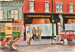 „Streetscape“ Amerikanische Szene WPA Sozialrealismus Mitte des 20. Jahrhunderts Industrial