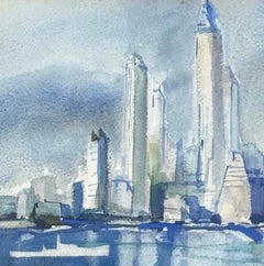 NYC Cityscape American Scene Social Realism Mid-Century