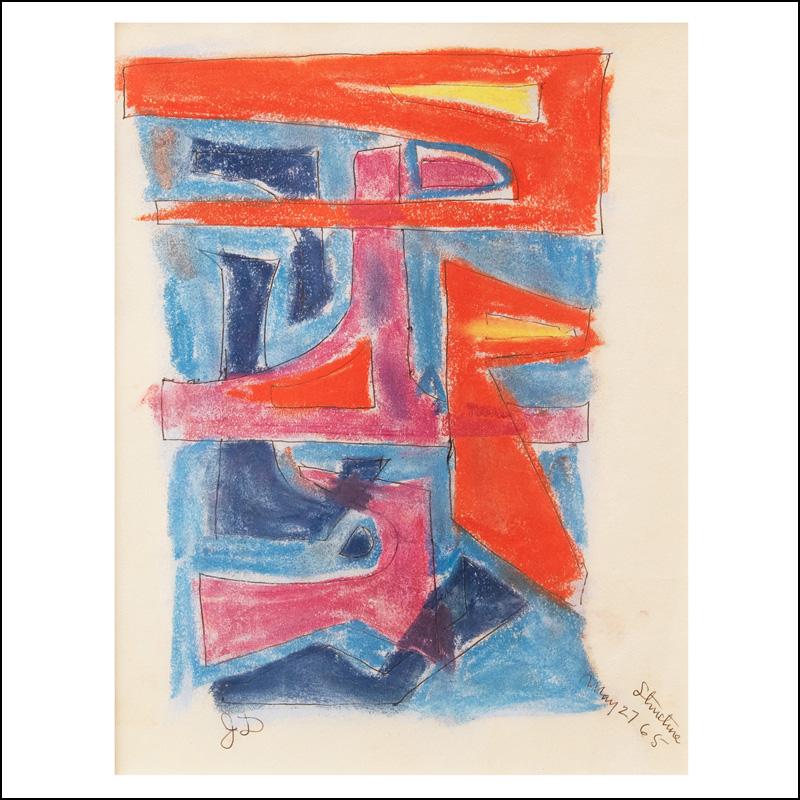 James Daugherty Abstract Drawing - "Structure" Mid 20th Century American Abstract  1960s Color Field Abstraction