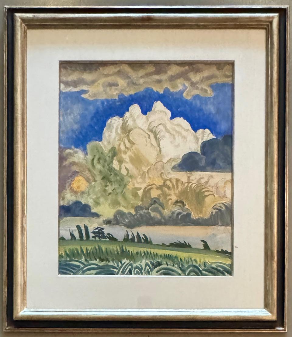Le nuage blanc, Salem, une aquarelle classique de son année magique, 1917 Moderne - Art de Charles Burchfield