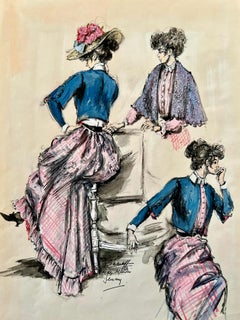 Mary Martin in "Jennie" 2 Costume Design Drawings for 1963 Broadway Musical Flop