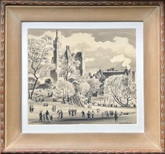 "Central Park" Mid-20th Century American Scene Drawing NYC Modernism WPA Realism