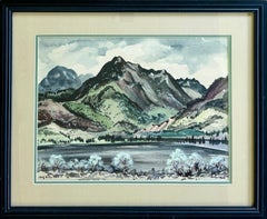Paesaggio di montagna, metà del XX secolo, opera su carta, scena americana, realismo moderno