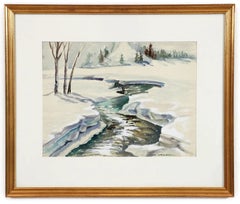 « Paysage enneigé du Maine » – Réalisme de scène américain moderne, milieu du XXe siècle, époque de la WPA