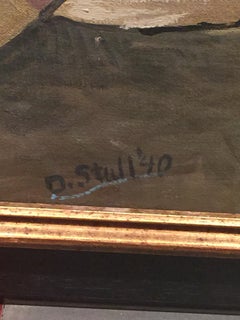 PINK FISH WPA Abstrakte Wandmalerei 1940er modernes Öl Amerikanische Szene Mitte des Jahrhunderts