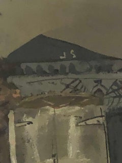 "Rail Yard" Urban Industrial WPA American Scene Drawing NYC Mid-Century