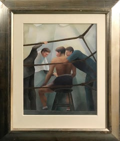 "The Fighter" Boxing Woodstock New York Figurative WPA Mid-century Sporting