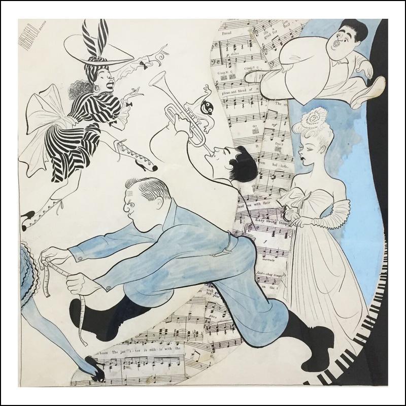 Albert Al Hirschfeld Figurative Art – Al Hirschfeld ""Beat the Band" New York Times Broadway Theater Illustration 1940er Jahre
