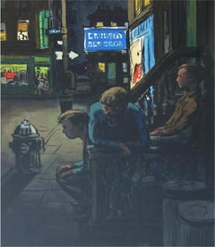Boys on a Stoop, NYC, WPA, New Yorker Illustration Modernist American Scene