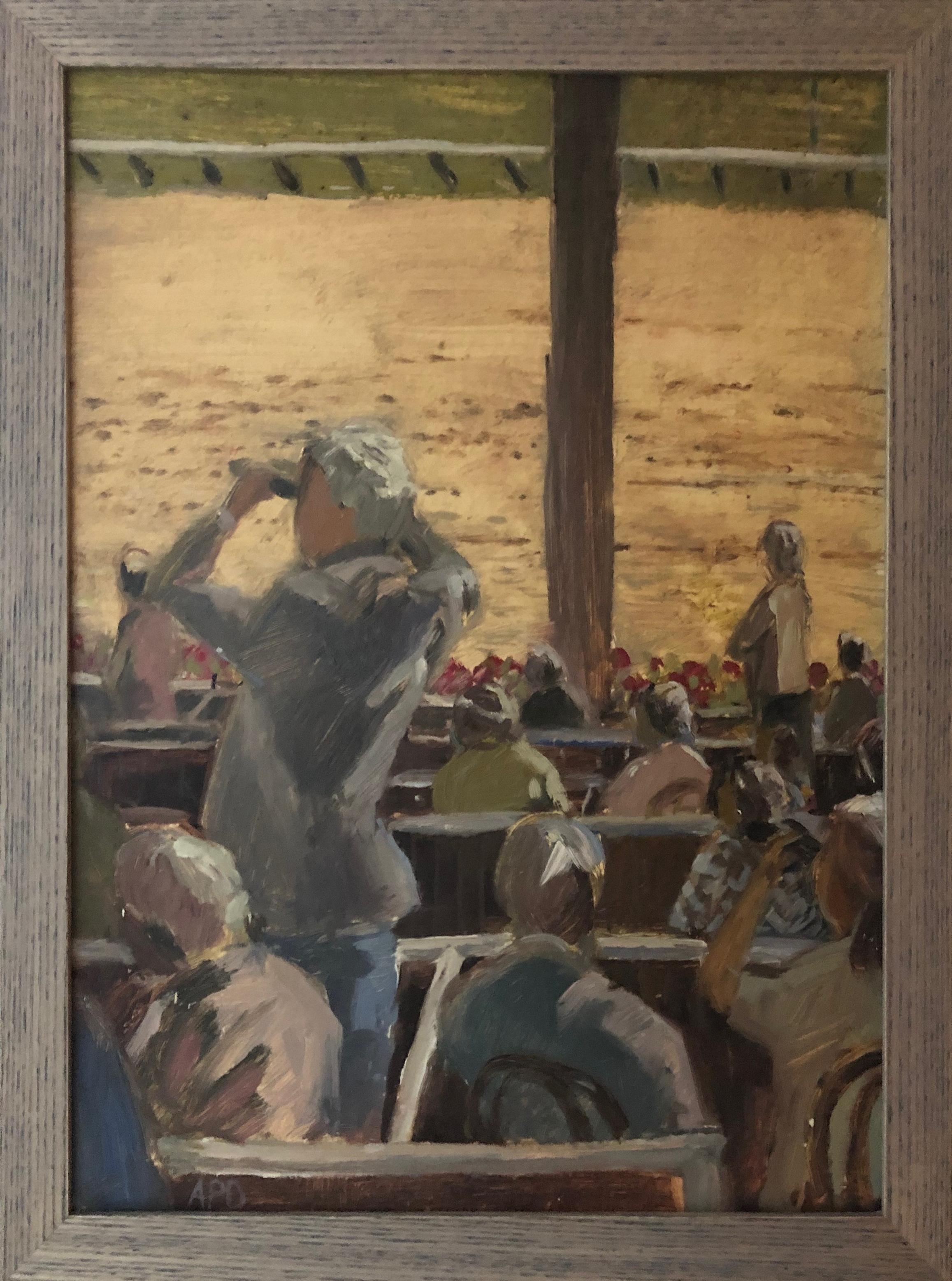 From the Boxes - View of Racetrack and Crowd, Saratoga Springs, New York - Painting by Anne Diggory