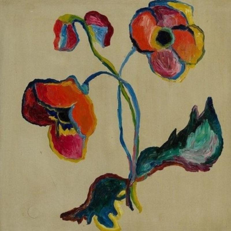 Andreas Jawlensky Still-Life Painting - "Flower Still Life, Door Wing, " German Expressionism, Blue Rider (Blaue Reiter)