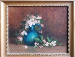 "Flowers in a Blue Vase, Still Life, " Floral Lilac Early African-American Artist
