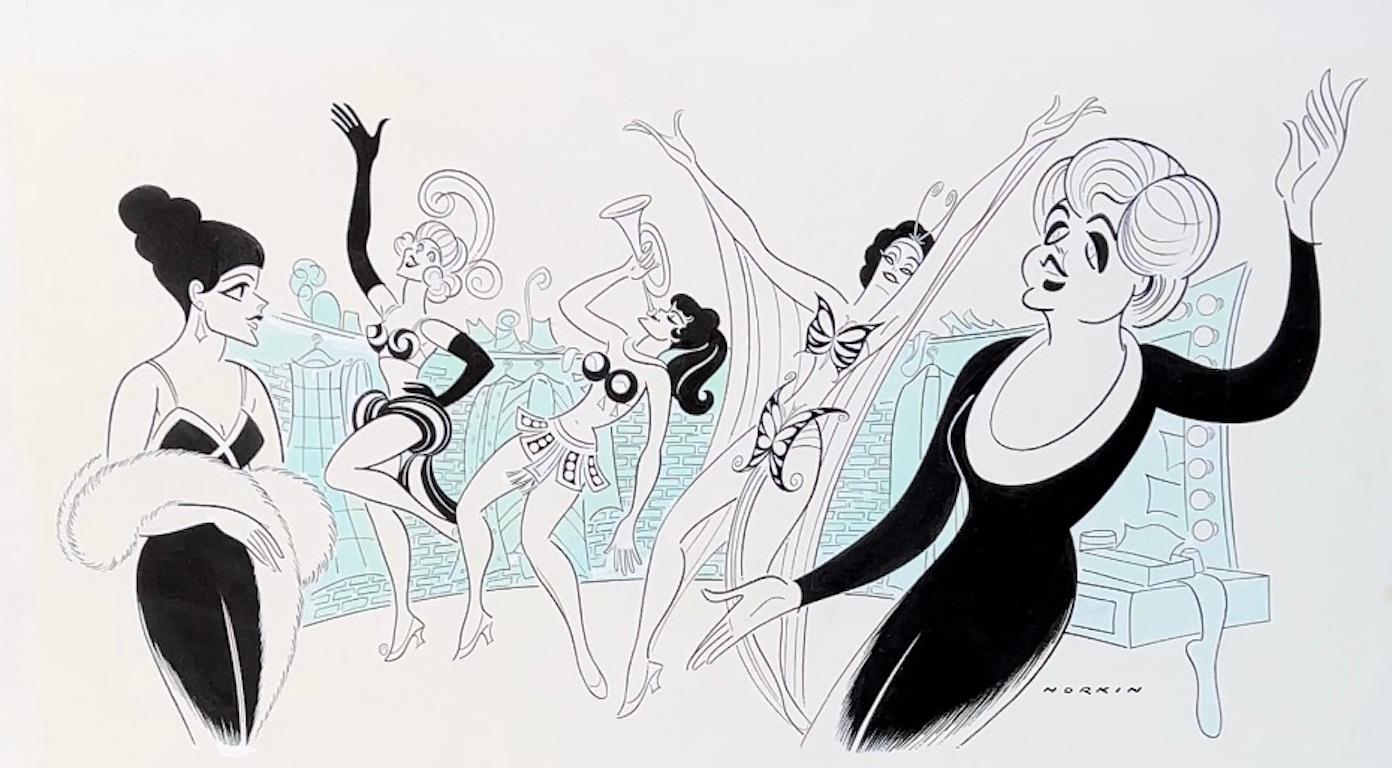 Angela Lansbury GYPSY original 1974 Broadway musical drawing Mid-Century Modern