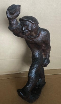 Vintage STRIDENT MAN Carved Wood Sculpture Hollywood WPA Modernist Puppet Mid-Century