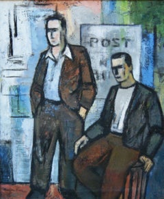 "Nowhere To Go" WPA Depression Era American Scene Oil Painting Mid 20th Century