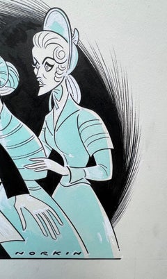 Meryl Streep John Lithgow "Secret Service" 1976 Off Broadway Theatre Caricature