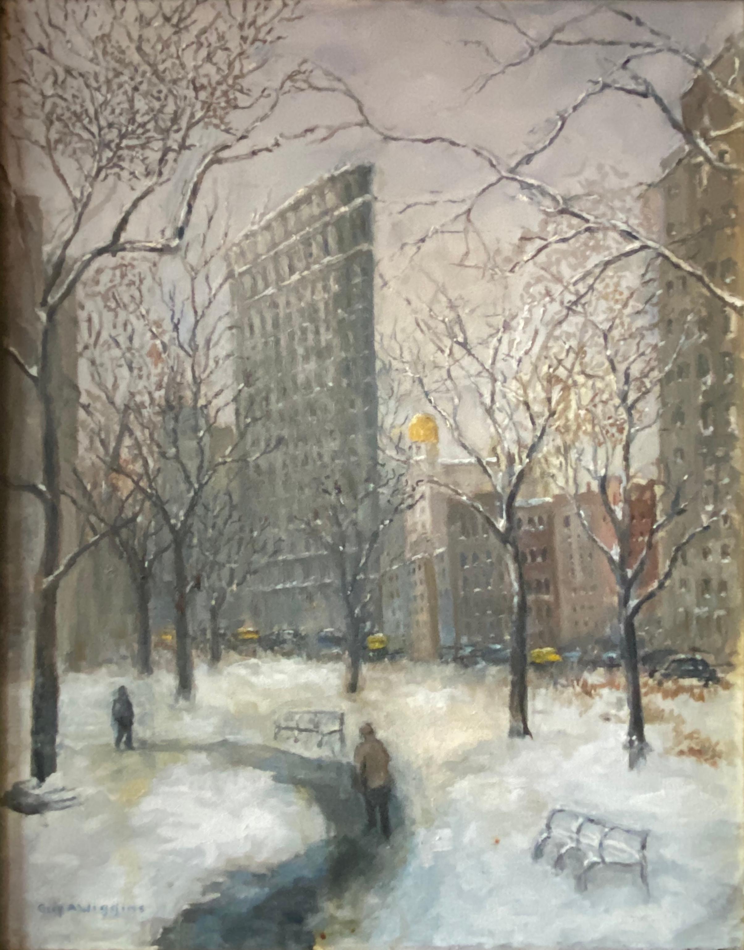 Guy A, Wiggins Landscape Painting - Flatiron Building New York City Contemporary Impressionism Realism Guy Wiggins
