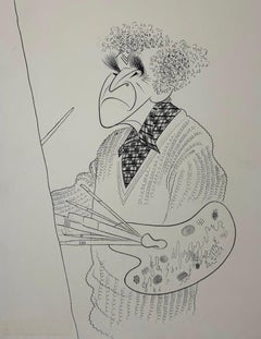 "Marc Chagall" Disegno originale Illustrazione Caricatura William Saroyan libro