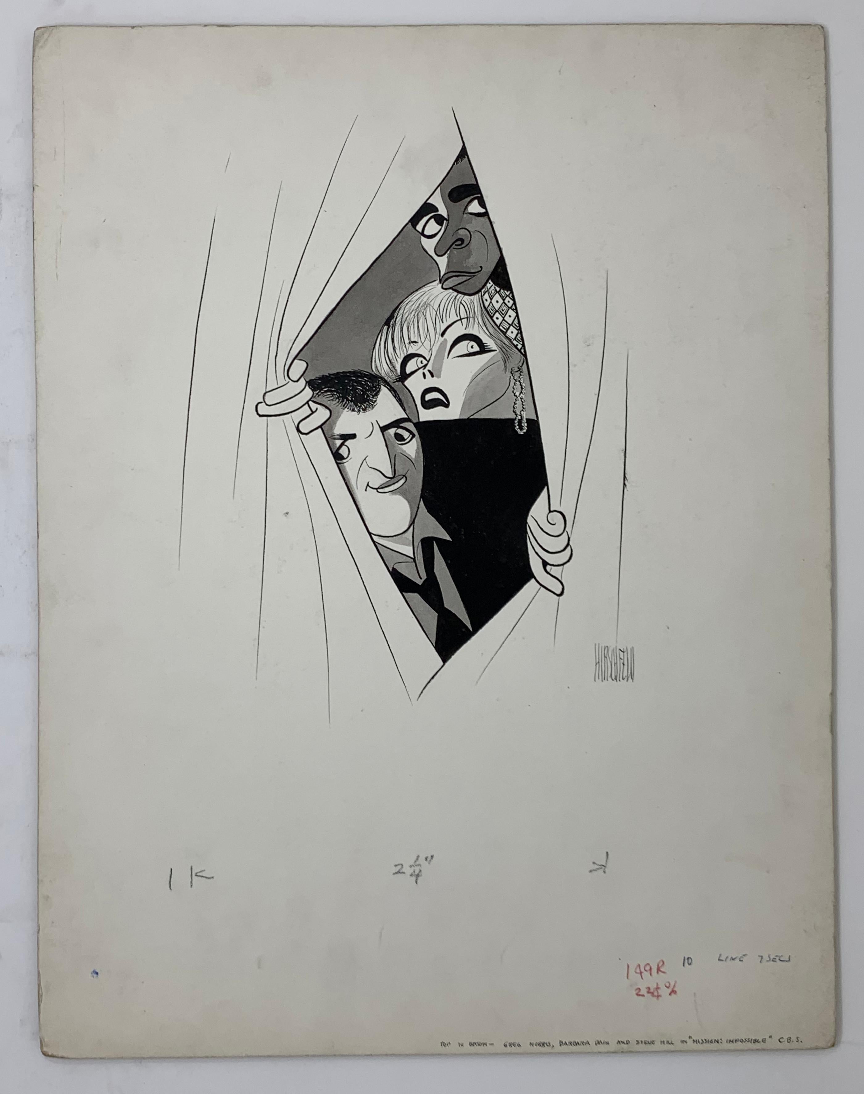 Mission Impossible Guida TV Originale Disegno Illustrazione Caricatura Metà Secolo - Art American Modern di Albert Al Hirschfeld