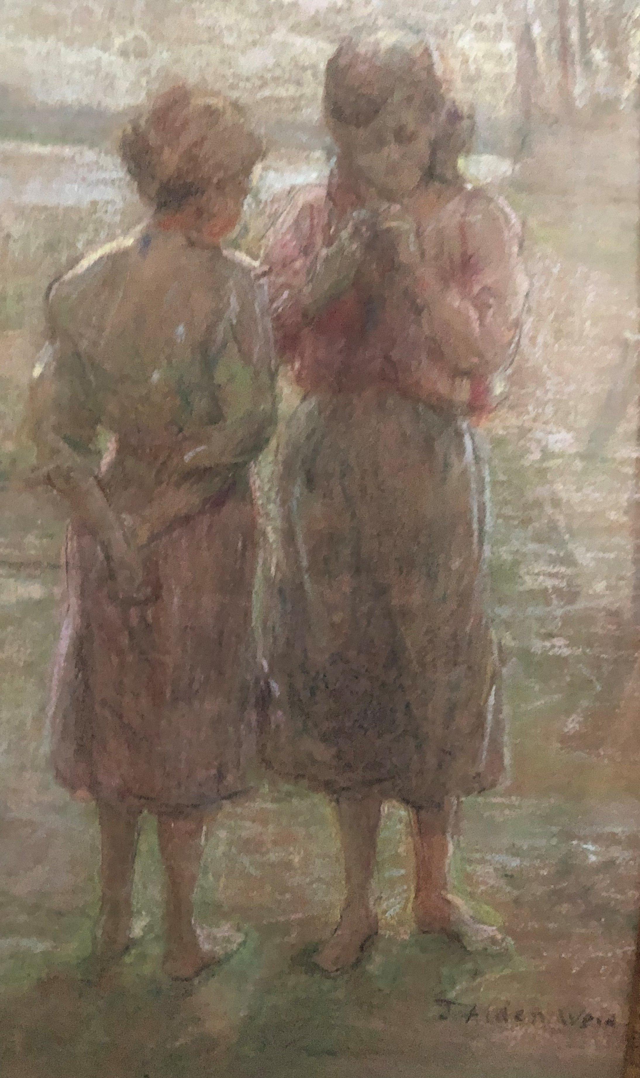 Julian Alden Weir (1852 - 1919)
Two Girls at the Beach (Possibly his Daughters, Dorothy and Cora Weir), circa 1905
Pastel on paper
14 1/2 x 13 1/2 inches
Signed lower right

Provenance:
Meredith Long Gallery, Houston, Texas, circa 1970
Estate of