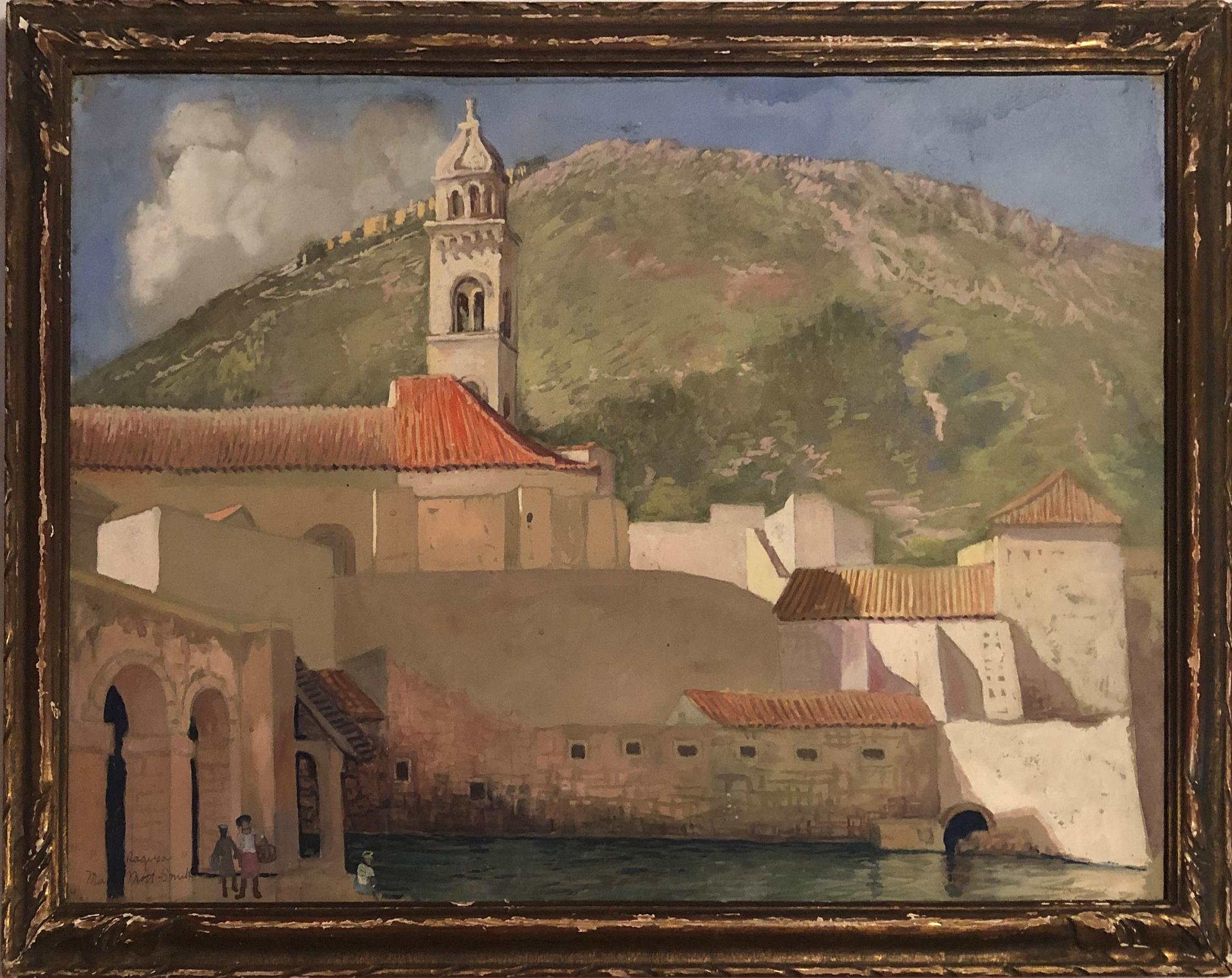May Mott Smith (1879 - 1952)
Dubrovnik (Ragusa) Harbor Scene, Croatia, circa 1930
Watercolor on paper
15 x 22 inches
Signed and titled lower left

Provenance:
Private Collection, Connecticut
The Old Canaan Market, Canaan, Connecticut

May Mott-Smith