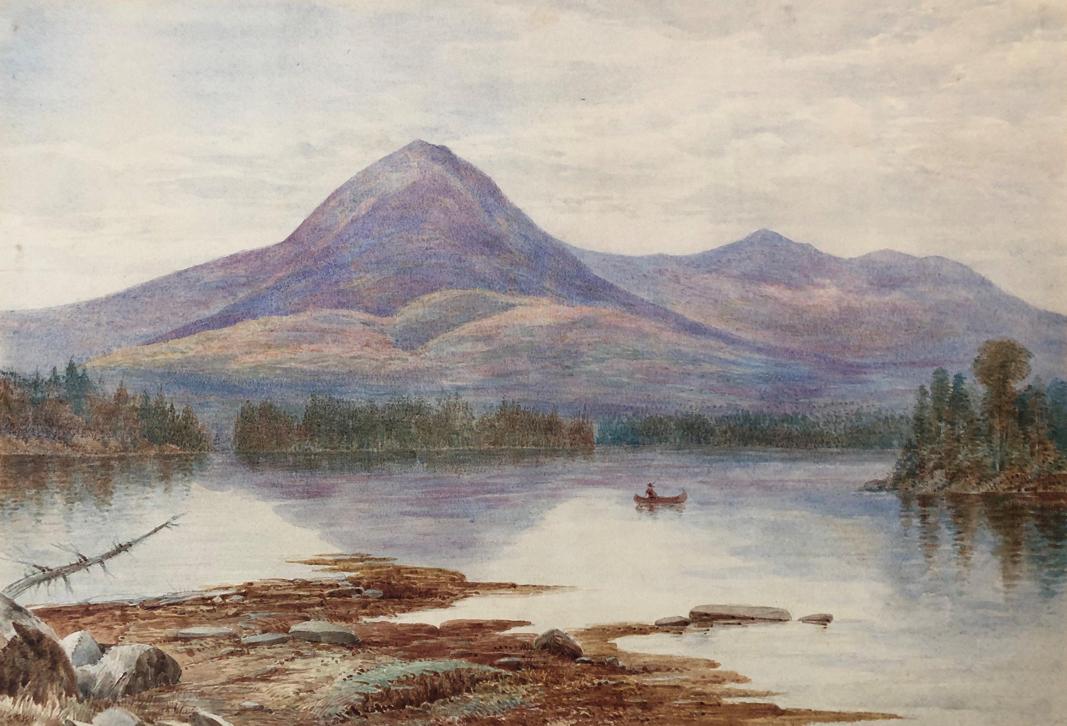 John William Hill Landscape Art - "Lake George, Adirondack Mountains" Hudson River School, Pre-Raphaelite
