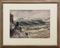 "Dory Adrift, " John Whorf, Impressionist Marine Coast Scene, Fishermen with Boat