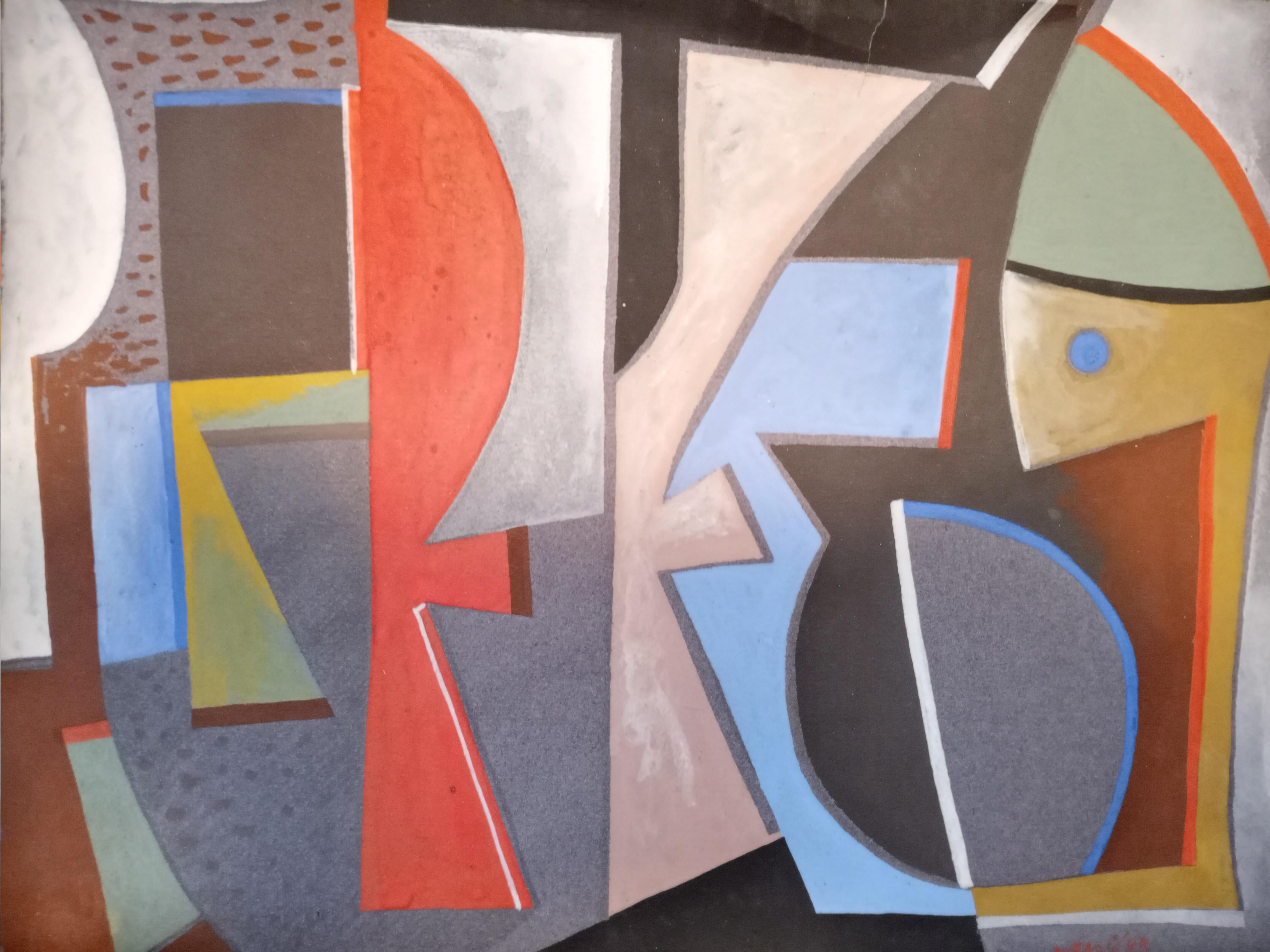  Œuvre abstraite italienne sur papier Color Field Non-Objective du milieu du siècle dernier