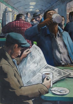 "Diner" NYC New Yorker Illustration Mid-Century Modernism Realism American Scene