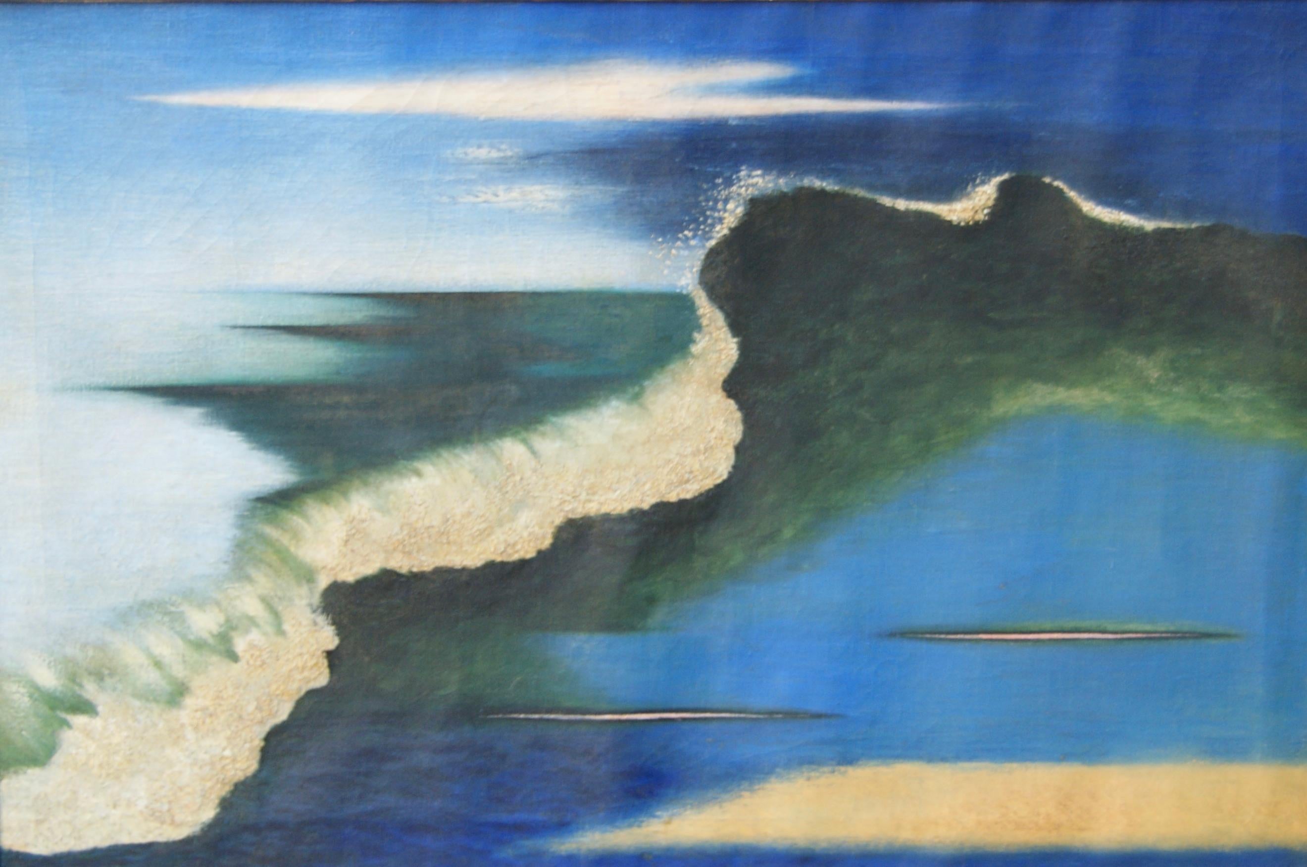 Edward Biberman Landscape Painting - "Wave" Abstract Seascape American Modern Modernism 20th Century Social Realism 
