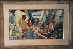 INDUSTRY American Scene Modernism WPA Mural Study Industrial Mid-Century Realism