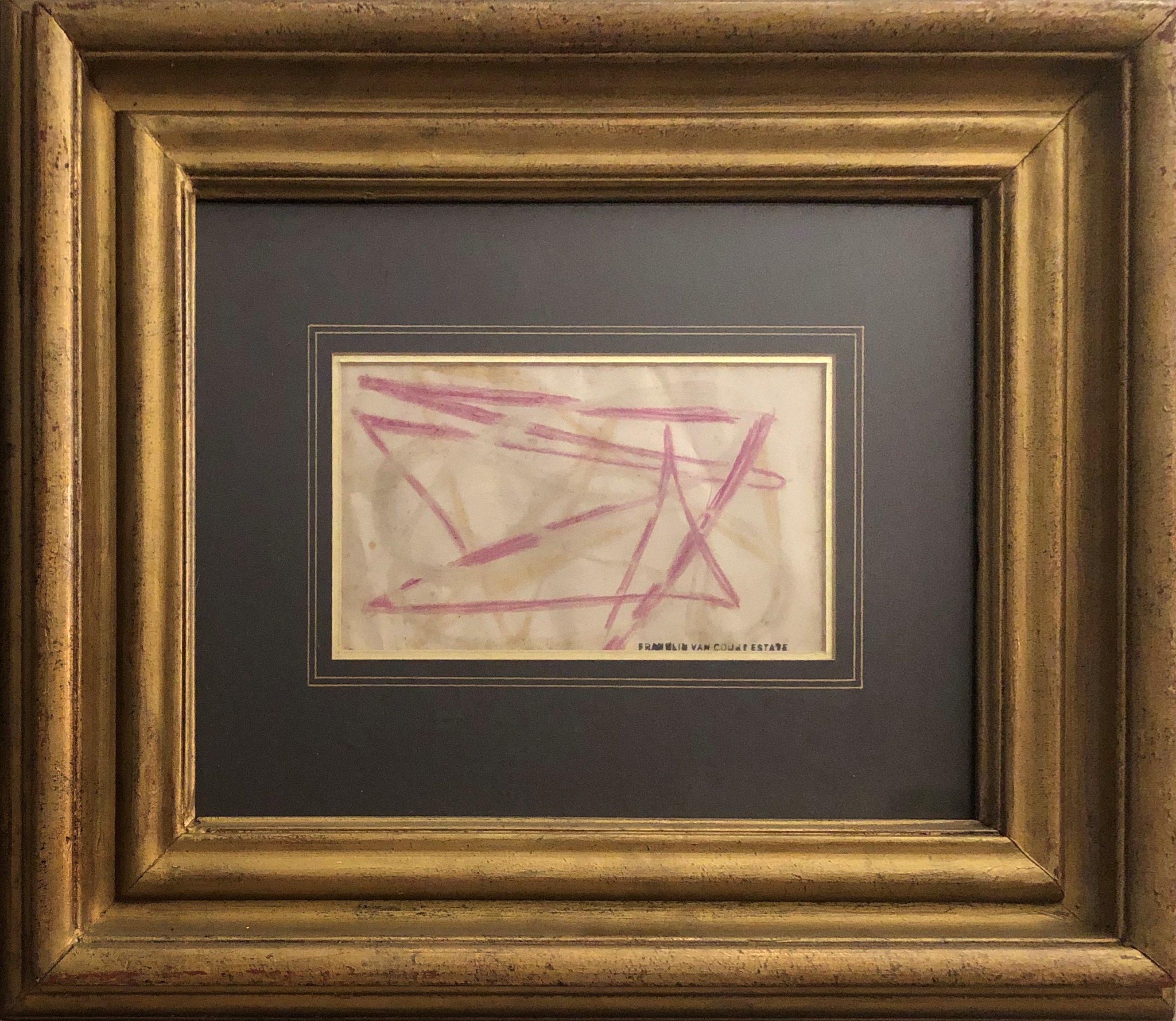 Franklin Van Court (American, b. 1903)
Untitled Abstract, n.d.
Watercolor on paper
5 x 8 7 3/4 inches
Stamped by the estate

Provenance:
Private Collection, New York


Franklin Van Court was born Franklin V. Brown, in Chicago in 1903. He studied at