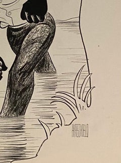 Sidney Poitier & Tony Curtis Oscar Winning 1958 film The Defiant Ones Caricature