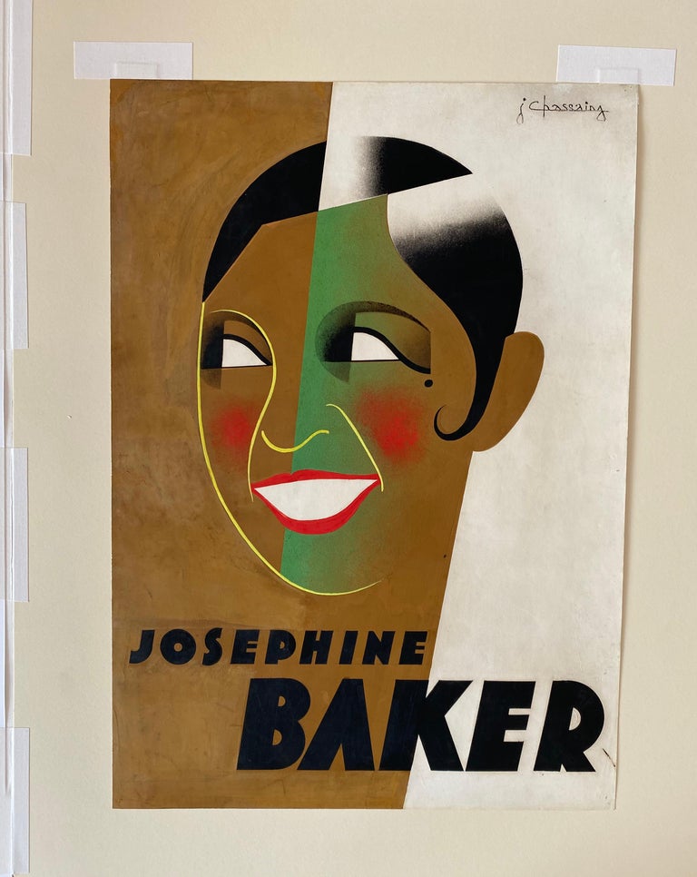 Original Gouache for 1931 French Art Deco Poster, Josephine Baker Design/Study For Sale 3
