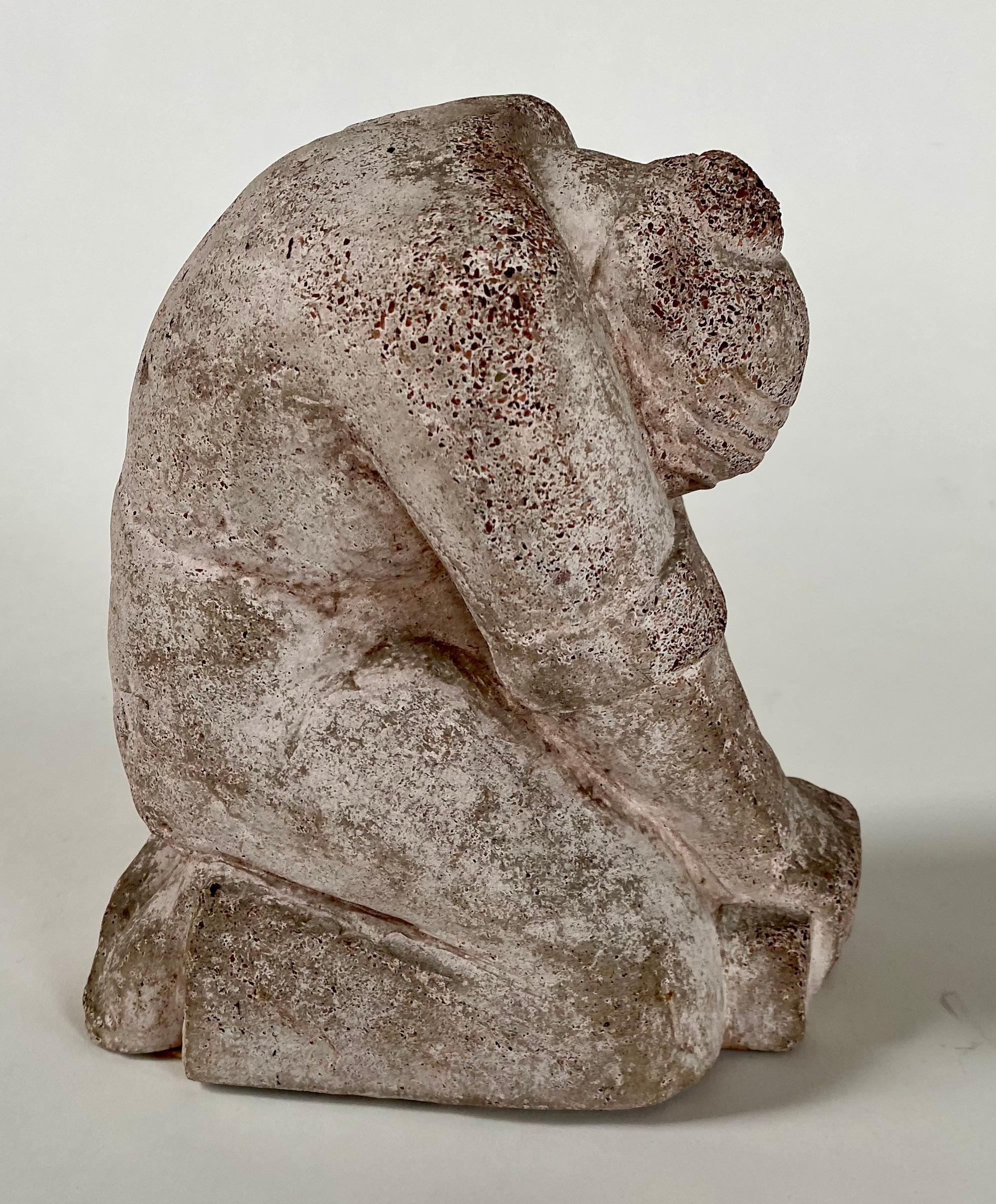 Franc Epping Figurative Sculpture - WPA Cast Stone Sculpture Female Artist American Modernism Working Scrub Woman
