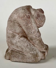 WPA Cast Stone Sculpture Female Artist American Modernism Working Scrub Woman