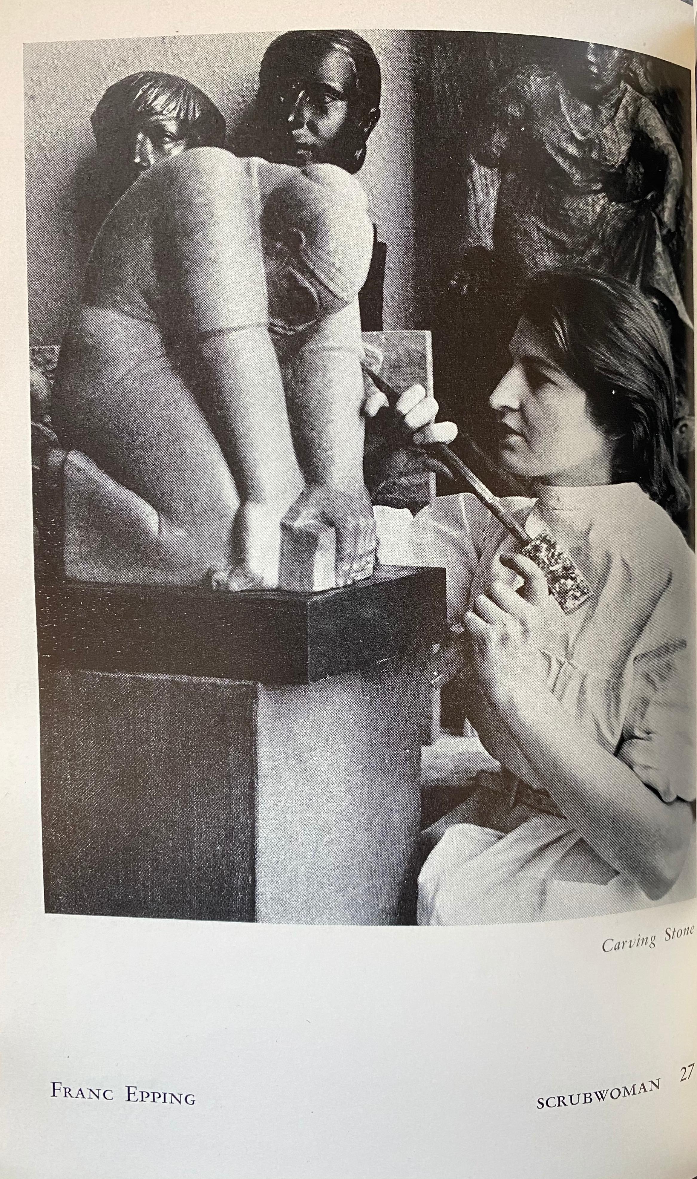 WPA Cast Stone Sculpture Female Artist American Modernism Working Scrub Woman 1
