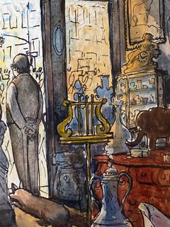 New Yorker Illustration Mid-Century Modern Realism American Scene "Antique Shop"