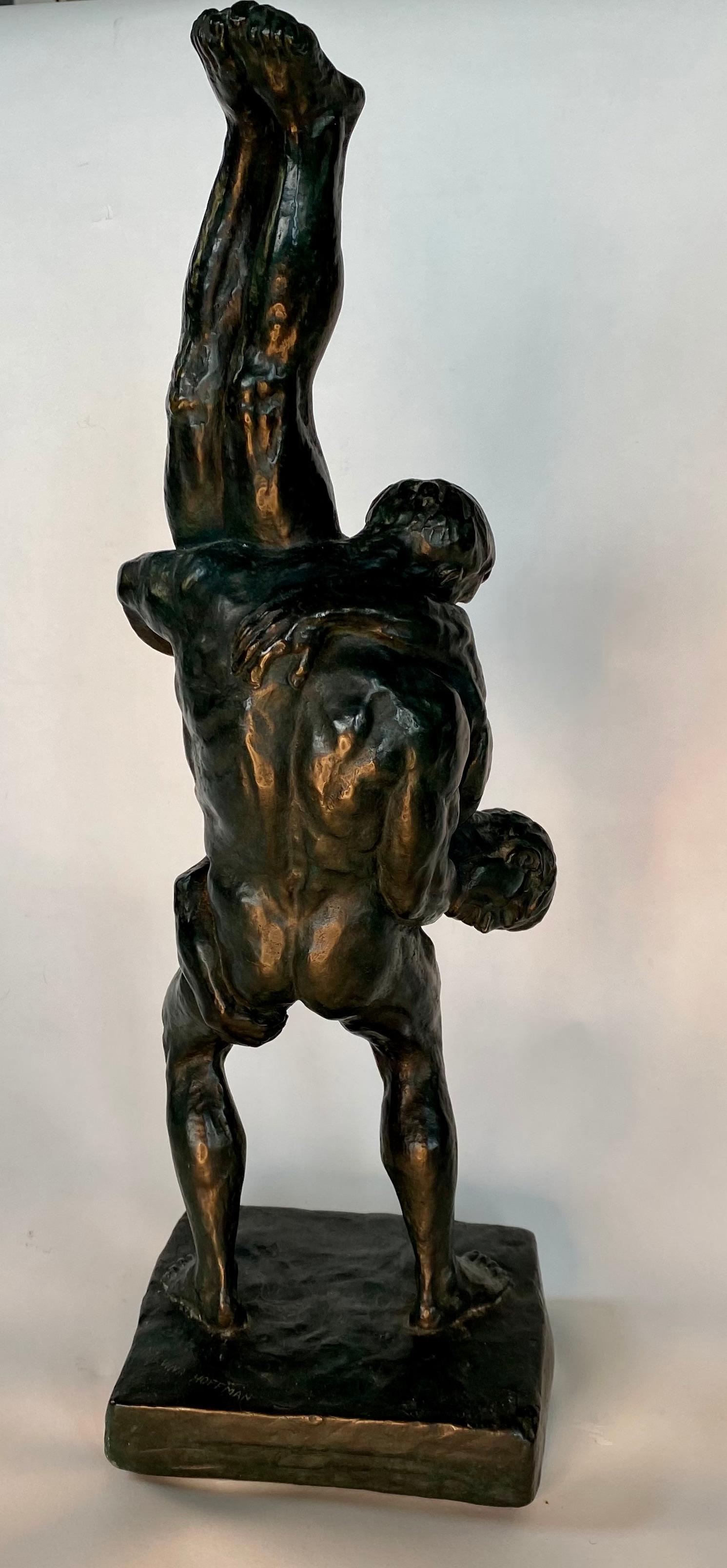 Breton Wrestlers Bronze Figurative Modern Male Sculpture Female Artist LGBT WPA 1