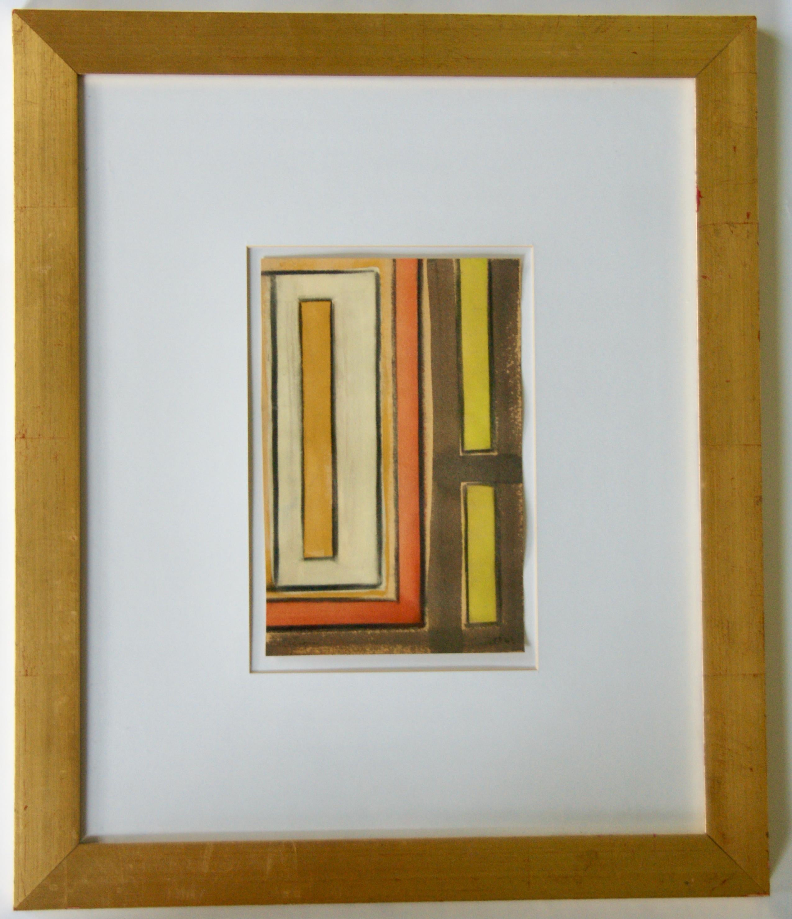 Abstract Work on Paper Mid-Century Modernism Greek American Gouache Drawing - Art by Jean Xceron