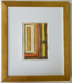 Abstraktes abstraktes Werk auf Papier, Mid-Century Modernismus, griechisch-amerikanische Gouache-Zeichnung