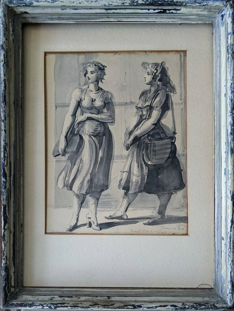 Reginald Marsh (1898 - 1954) 
Two Women Walking, Granville, New York, 1948
Watercolor and ink on paper
10 x 7 1/2 inches
Signed, dated, and inscribed lower right

Provenance:
Private Collection, Nyack, New York

Reginald Marsh was born in Paris,